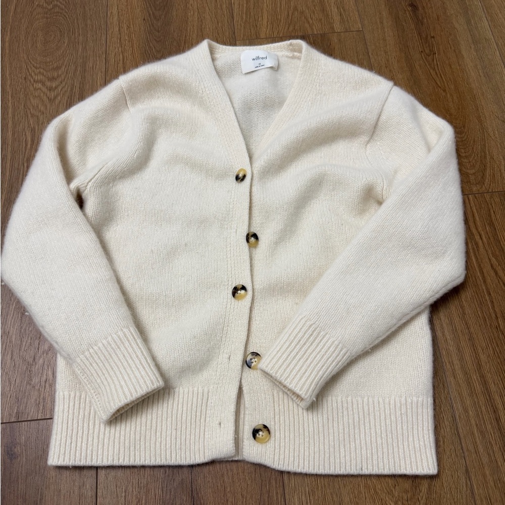 Aritizia Wilfred Cream Button-Up Cardigan